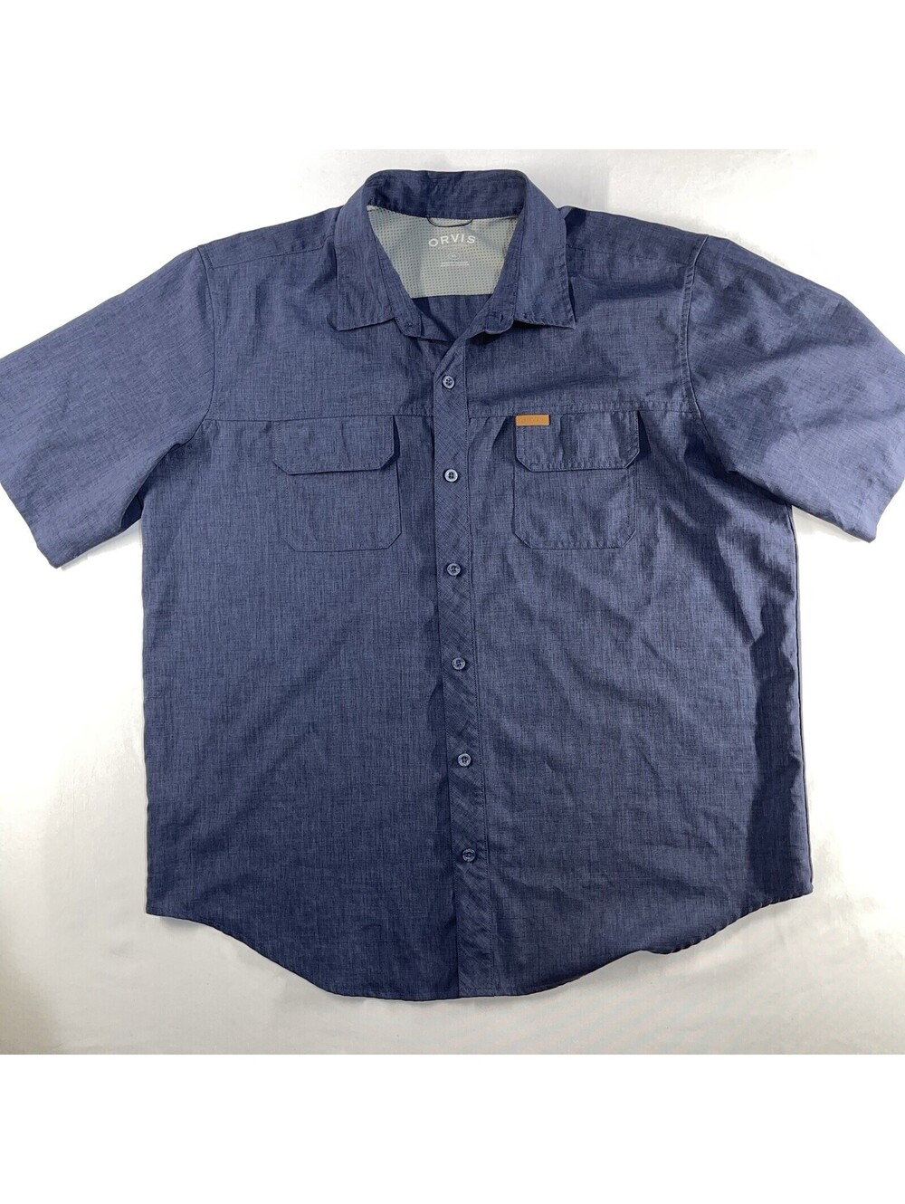 Orvis Shirt Men XL Blue Button Up Fly Fishing Outdoor Adventure Performance